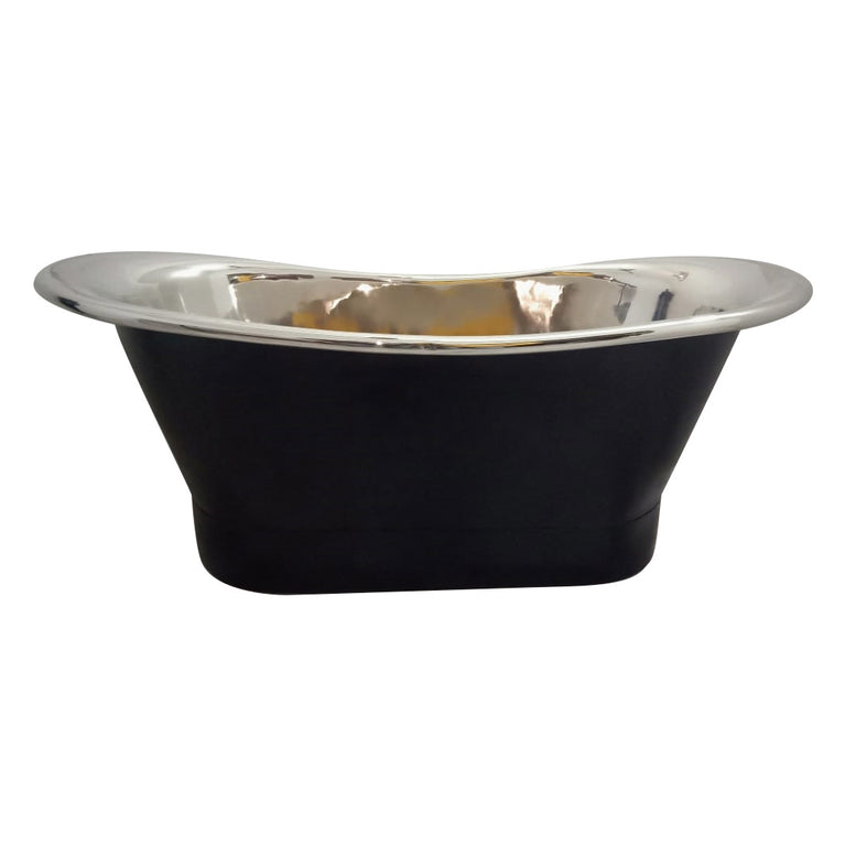 Straight Base Copper Bathtub Nickel Inside Black Outside