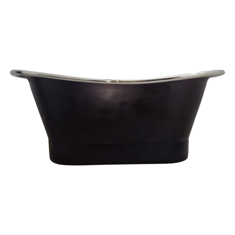 Straight Base Copper Bathtub Nickel Inside Black Outside