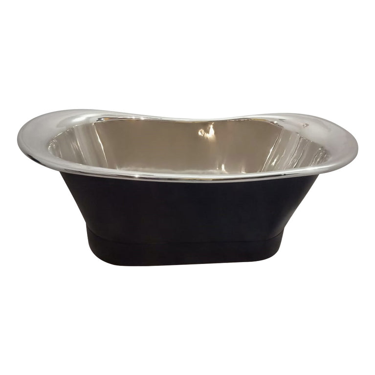 Straight Base Copper Bathtub Nickel Inside Black Outside