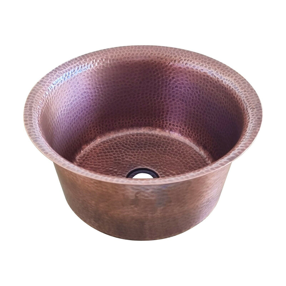 Round Copper Sink Curved Rim Design 14.50 x 7.50 inch