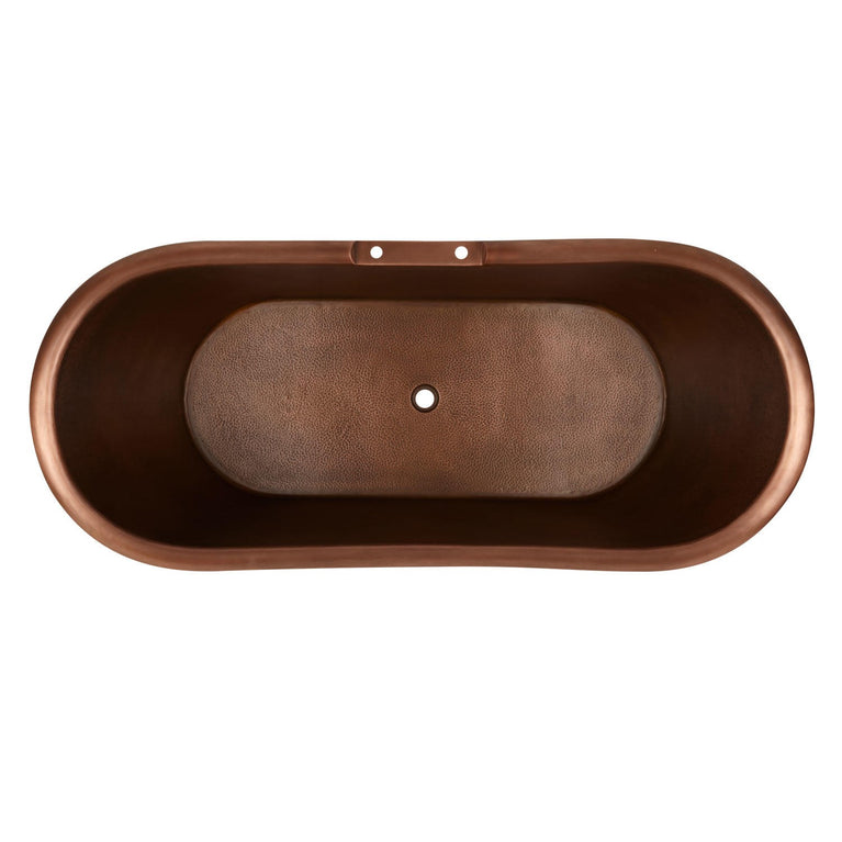 Hammered Clawfoot Copper Double Slipper Tub